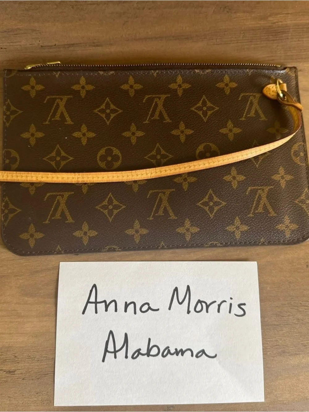 Louis Vuitton Monogram Canvas Brown Pouch with Vachetta Strap
